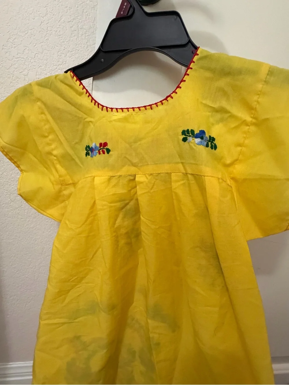 Kids Yellow Embroidered Floral Dress